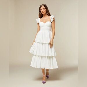 NWT Corset Pleated Midi Dress White 2 Rachel Parcell